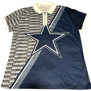 NFL Dallas Cowboys Star Print Quarter-Zip Polo Shirt – Size L